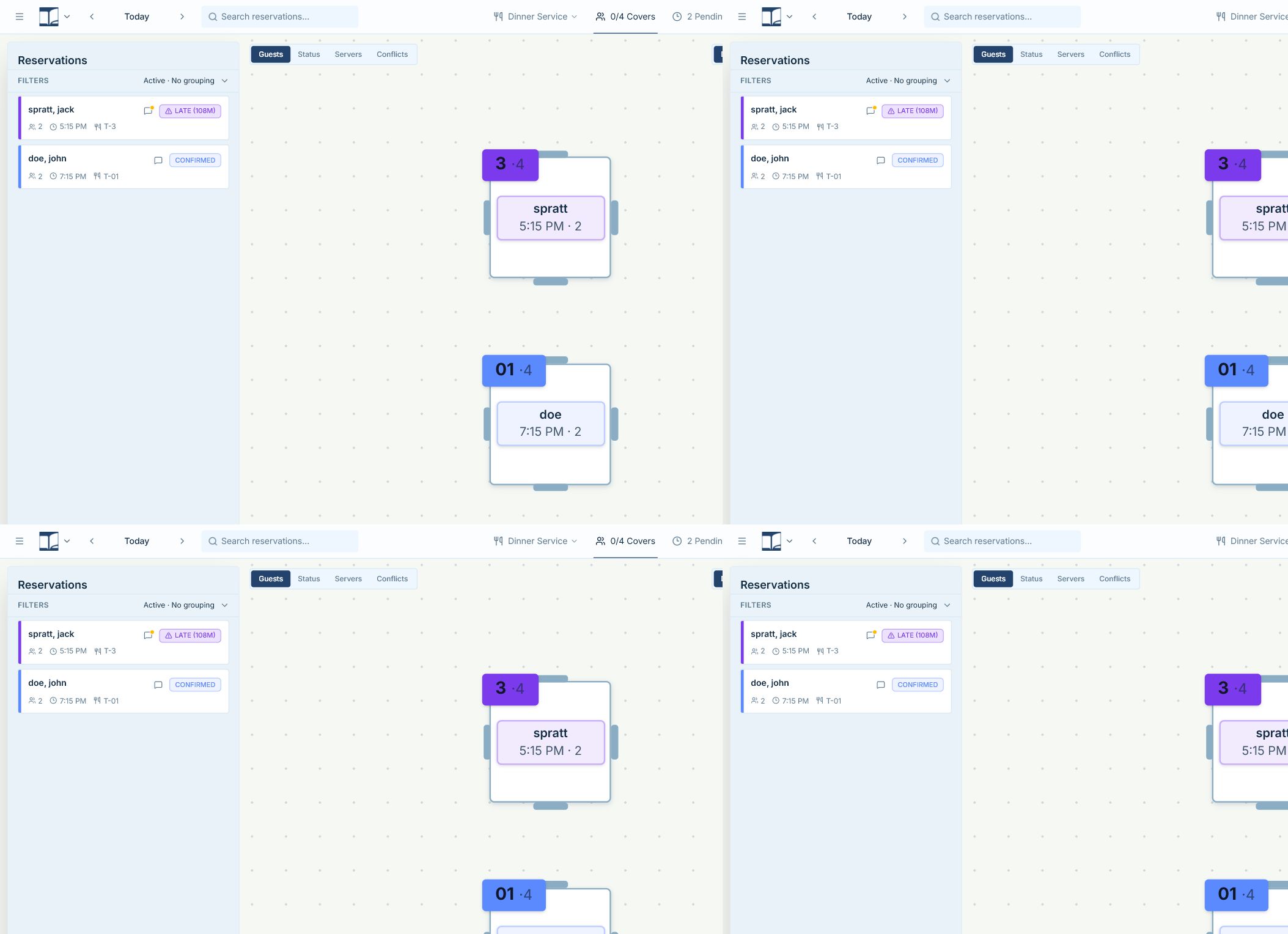 Hostbook dashboard overview with the reservation list and floorplan visible